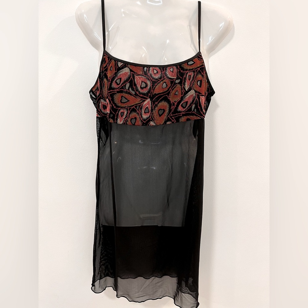 Biatta Intimates baby doll lingerie, Black sheer w/heart design on top, Large/7